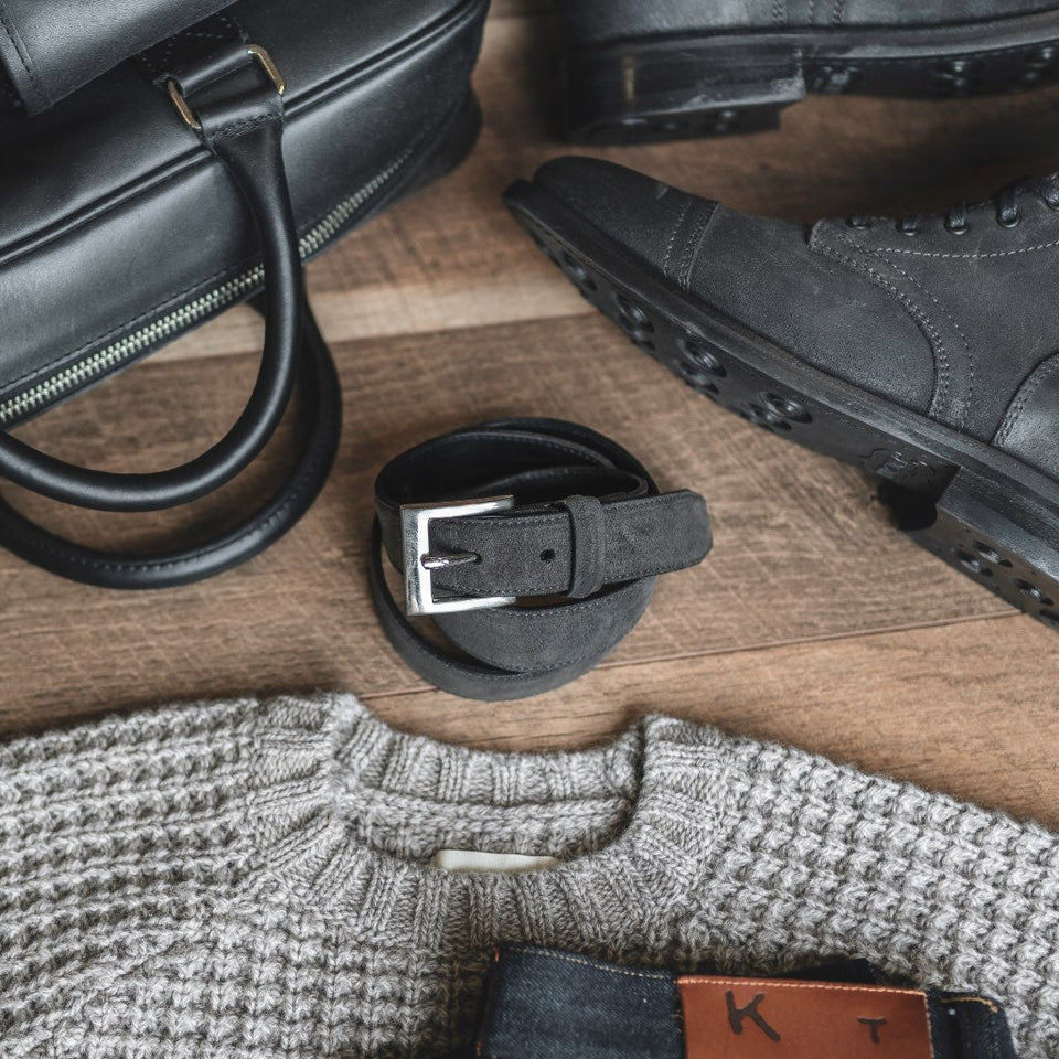 Men's Classic Leather Belt | Shadow Grey