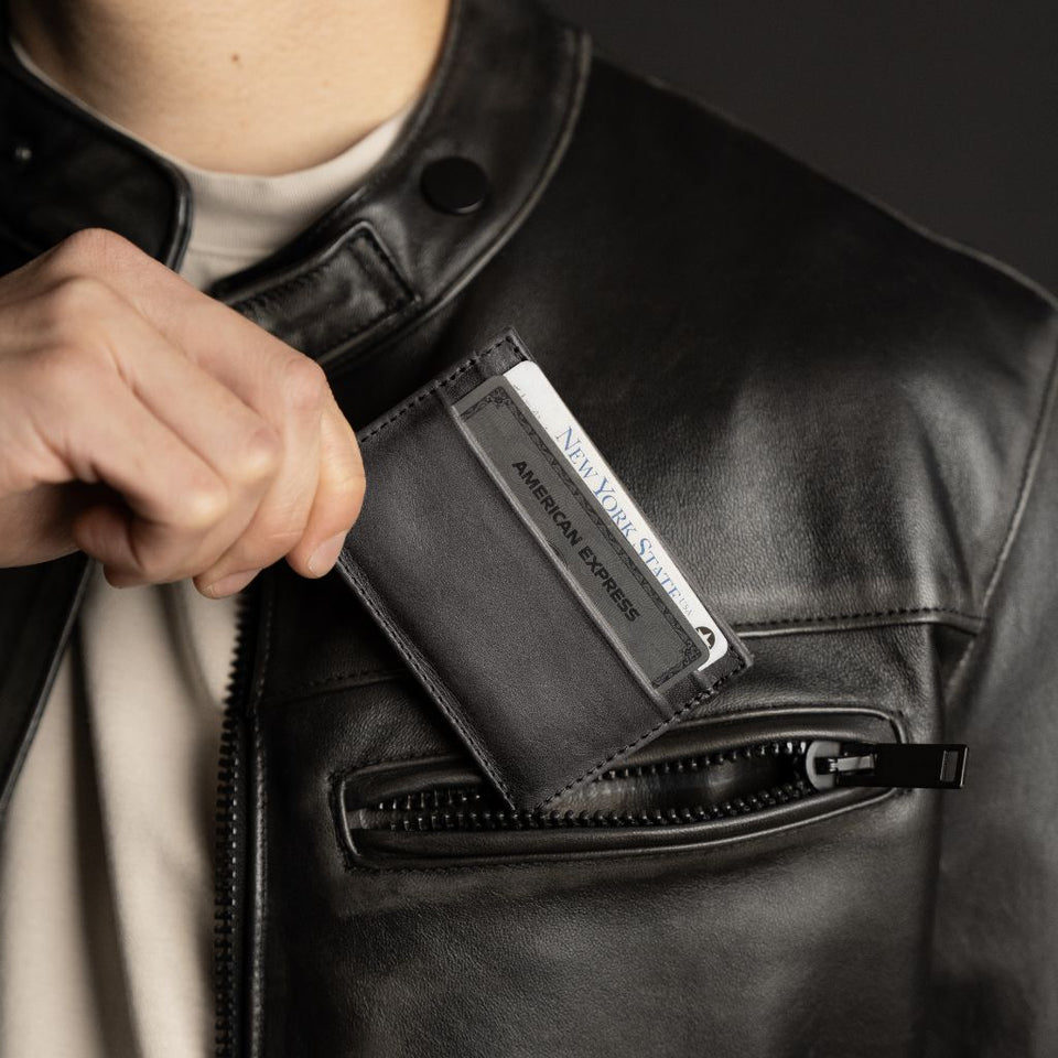 Leather Card Holder | Distressed Grey