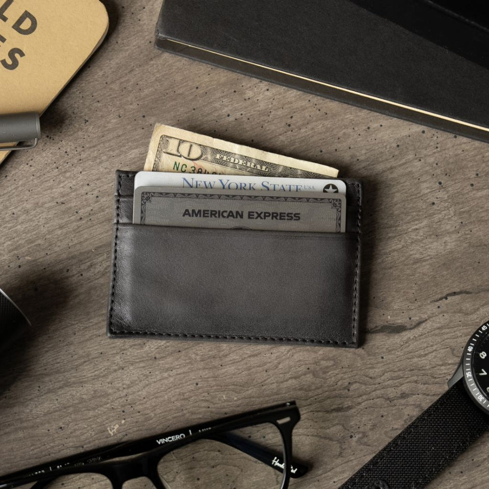 Leather Card Holder | Distressed Grey