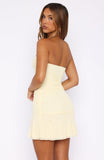 Taking Advantage Strapless Mini Dress Lemon