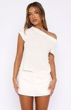 Finding Time Off Shoulder Knit Top White