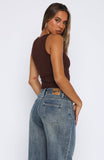 Filled With Life Ribbed Tank Chocolate
