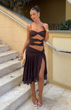 Dancing In Greece Midi Dress Chocolate