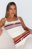 Keep Driving Knit Cami Top Burgundy Stripe