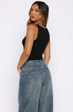 Flirt Alert Rib Tank Black