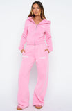 Down For Whatever Slim Zip Front Hoodie Pink Wash