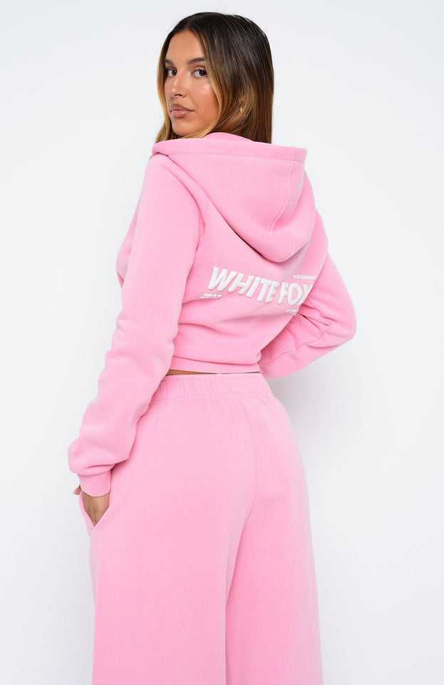 Down For Whatever Slim Zip Front Hoodie Pink Wash