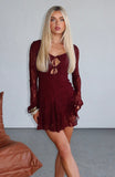 With Every Heart Beat Mini Dress Burgundy