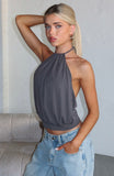 Last Time For Real Halter Top Charcoal