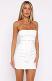 Gilded Nights Strapless Mini Dress White
