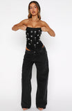 Damned Heart Embellished Bustier Black