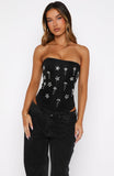 Damned Heart Embellished Bustier Black