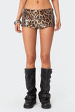 Sequin Leopard Printed Micro Shorts