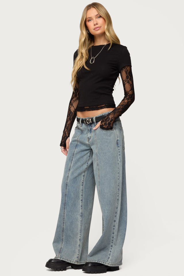 Layered Lace Sleeve Top