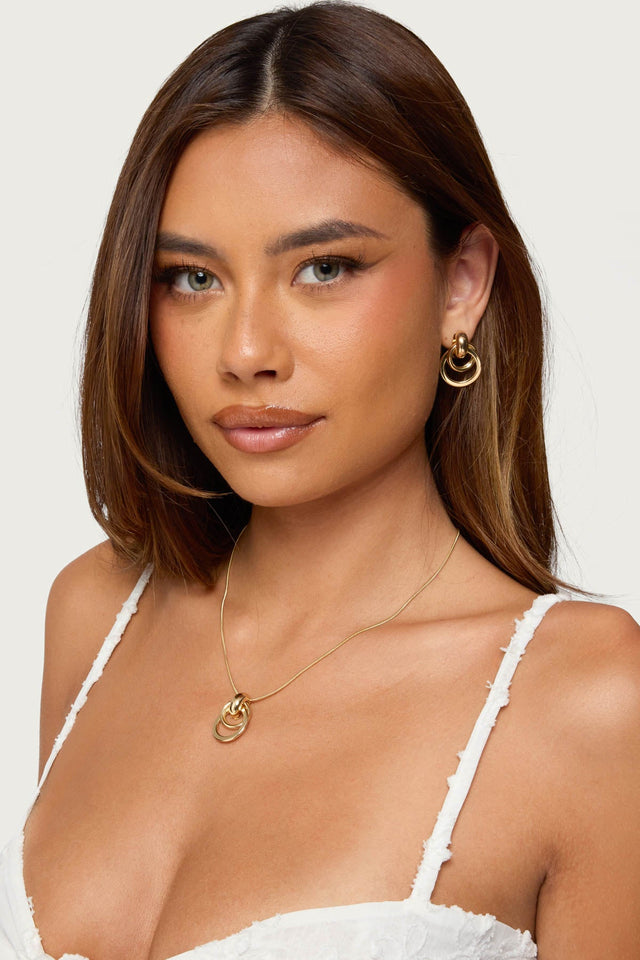 Paired Hoops Necklace & Earrings Set