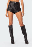 Ramona High Rise Faux Leather Micro Shorts