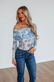 Elise Floral Mesh Bodysuit - Sky Blue Mix