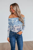 Elise Floral Mesh Bodysuit - Sky Blue Mix