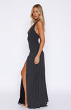 Sweet Temptation Halter Maxi Dress Black/ White Polka Dot