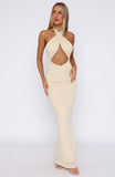 Set For Life Halter Maxi Dress Champagne