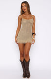 Keeping Me Awake Knit Mini Dress Gold