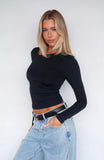 Deep End Long Sleeve Top Black