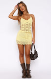 Don't Ask Me That Crochet Mini Skirt Lemon