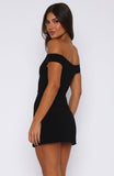 Private Planes Off Shoulder Mini Dress Black