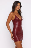 Untamed Aura PU Mini Dress Deep Red