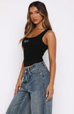 Flirt Alert Rib Tank Black