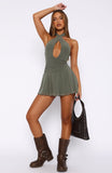 Golden Nights Mini Dress Olive