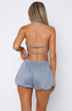 Still Love Me Faux Suede Mini Shorts Cornflower Blue