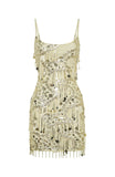 Decadent Daze Beaded Mini Dress Lemon