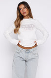 Let's Get Going Relaxed Long Sleeve Baby Tee White