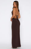 Set It Straight Halter Maxi Dress Chocolate