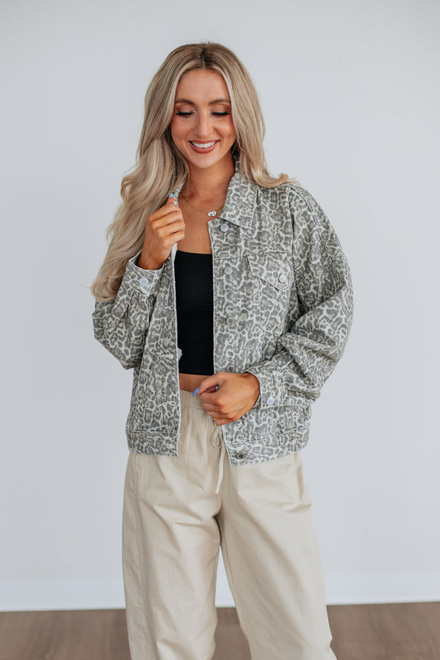 Miley Leopard Denim Jacket