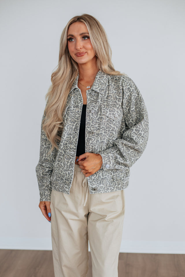 Miley Leopard Denim Jacket