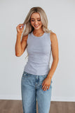 Brighton Ribbed Tank - Heather Grey