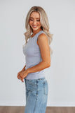 Brighton Ribbed Tank - Heather Grey