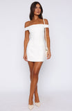 Private Planes Off Shoulder Mini Dress White