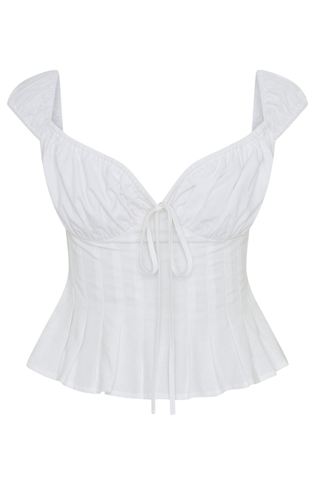 Cut You Off Poplin Top White