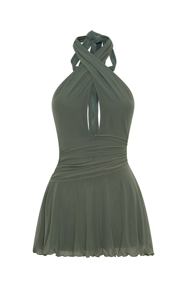 Golden Nights Mini Dress Olive