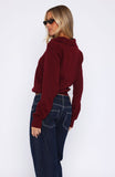Must Be You Knitted Polo Sweater Burgundy