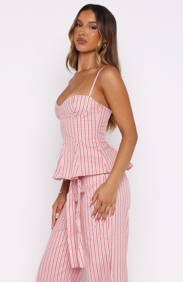 Tempt Me Not Top Pink Stripe