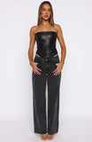 Wipe My Mind Strapless PU Bustier Black
