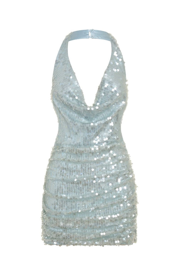 At The Function Halter Mini Dress Mist