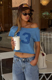 Whenever You're Ready Off Shoulder Relaxed Tee Blue