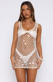 Energy Driven Crochet Mini Dress Sand