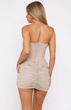 Out In The Wild Strapless Mini Dress Champagne Glitter