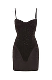Want To Party Embellished Mini Dress Chocolate